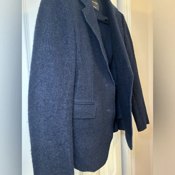 Massimo Dutti - Long Sleeve Women’s Business Casual Office Navy Blue Wool Blazer - Picture 7 of 11